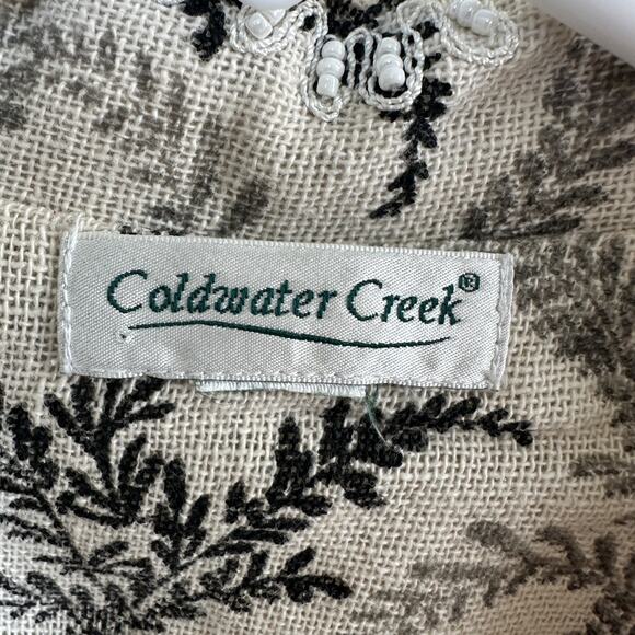 coldwater creek embroidered jacquard blazer womens large ivory black floral - Picture 7 of 15